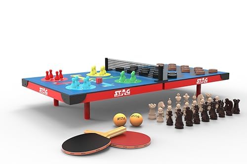Stag Iconic 4-in-1 Mini Table Tennis Table | Compact, Versatile Gaming Fun Stag Iconic