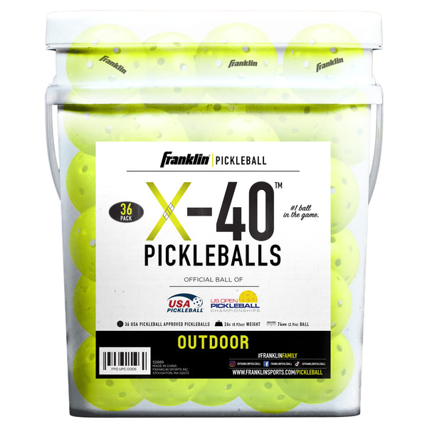 Franklin Pickleball X-40 Optic Yellow 36 Pack Bucket Franklin Sports
