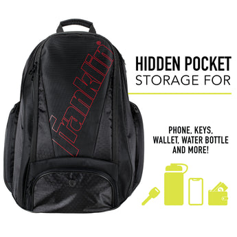 Franklin Pickleball Deluxe Competition Pro Backpack - Black/Red Trim