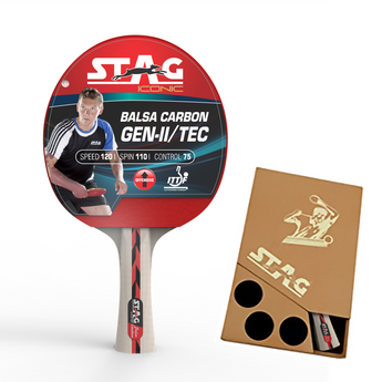 Stag Iconic Balsa Carbon Gen 2 Table Tennis Racquet with Racquet Case