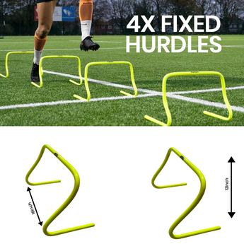 Stag Iconic Agility Speed Training Kit for Football, Cricket, Exercise, Kids Activity, Sports Games, Fixed Hurdles, Ladder, Marker Cone, Soccer Cones, Parachute, Skipping Rope & Kit Bag