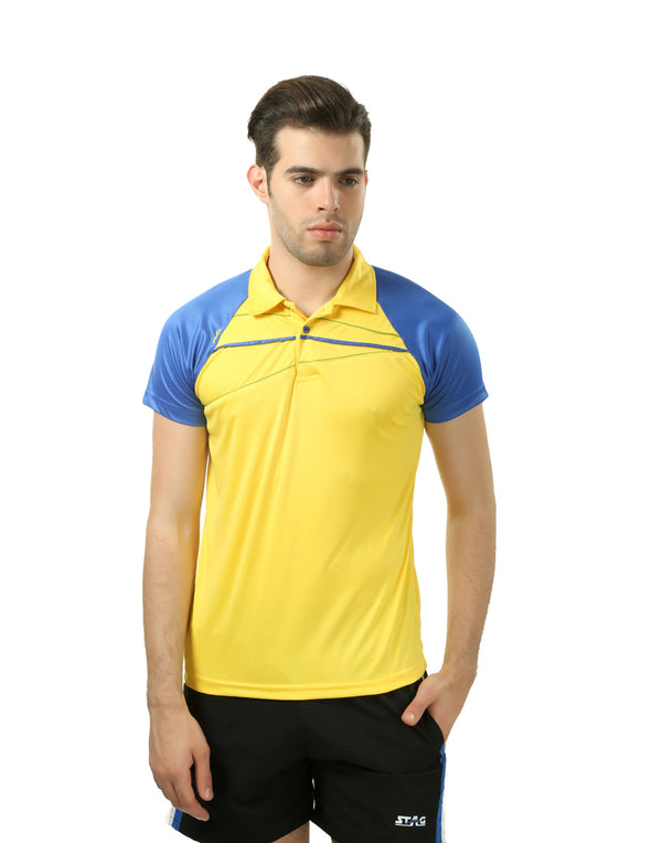 STAG ICONIC Men's Repeat Sports Polo T-Shirt ST-REP2 yellow Stag Iconic