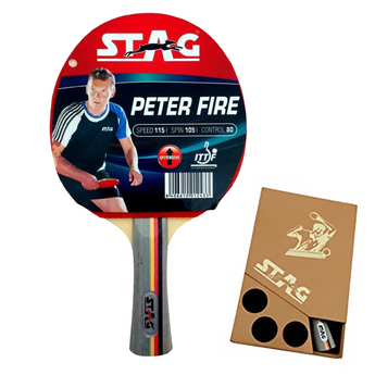 Stag Iconic Peter Fire Table Tennis Racquet with Wooden Case