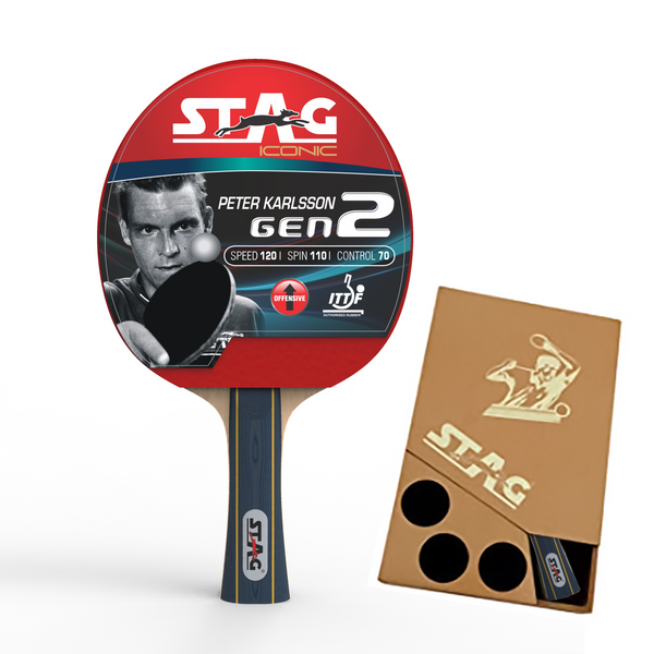 Stag Iconic Peter Karlson Gen 2 Table Tennis Racquet with Racquet Case Stag Iconic