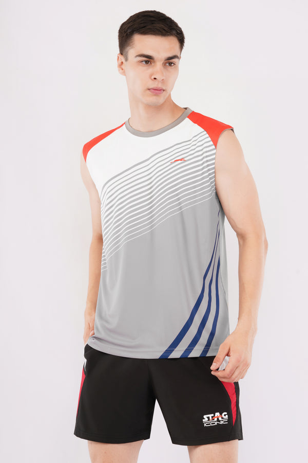 STAG ICONIC Men’s Cut Sleeve T-Shirt Sublimation light-grey Stag Iconic