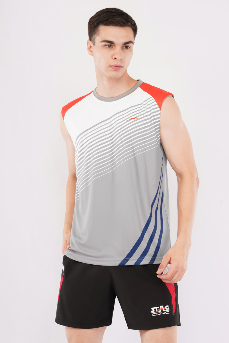 STAG ICONIC Men’s Cut Sleeve T-Shirt Sublimation light-grey Stag Iconic