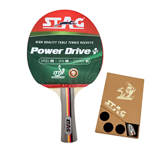 Stag Iconic Powerdrive+ Table Tennis Racquet with Wooden Case Stag Iconic
