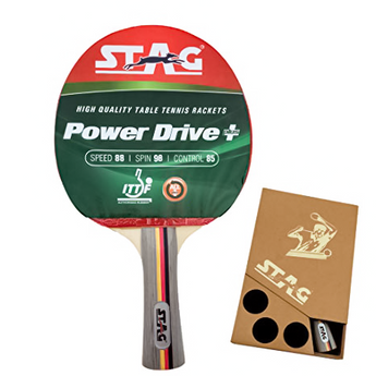 Stag Iconic Powerdrive+ Table Tennis Racquet with Wooden Case