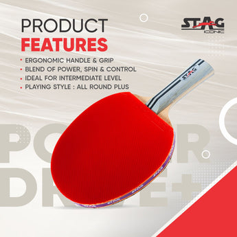 Stag Iconic Powerdrive+ Table Tennis Racquet